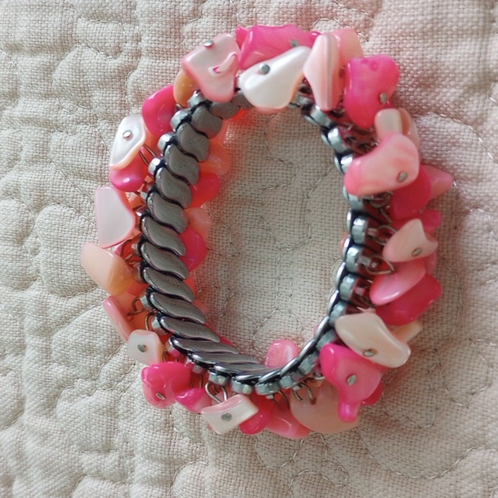 Vintage Stretch Band Pink Bracelet - Made in Japan